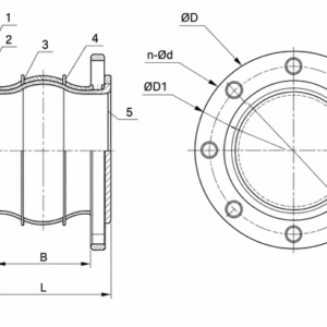 Single-Sphere Flexible Rubber Joint with Floating Flanges